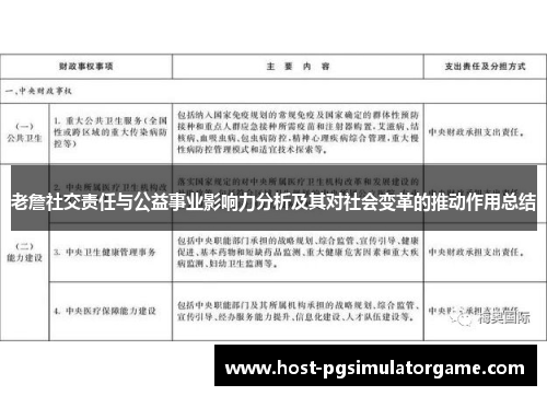 老詹社交责任与公益事业影响力分析及其对社会变革的推动作用总结