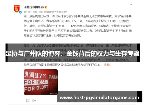 足协与广州队的博弈:金钱背后的权力与生存考验 足协与广州队的博弈:金钱背后的权力与生存考验