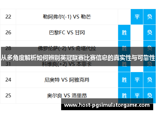 从多角度解析如何辨别英冠联赛比赛信息的真实性与可靠性 从多角度解析如何辨别英冠联赛比赛信息的真实性与可靠性